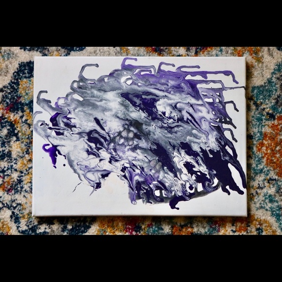 NWT Handmade Painted Marble Abstract Wall Canvas ! - Picture 3 of 8